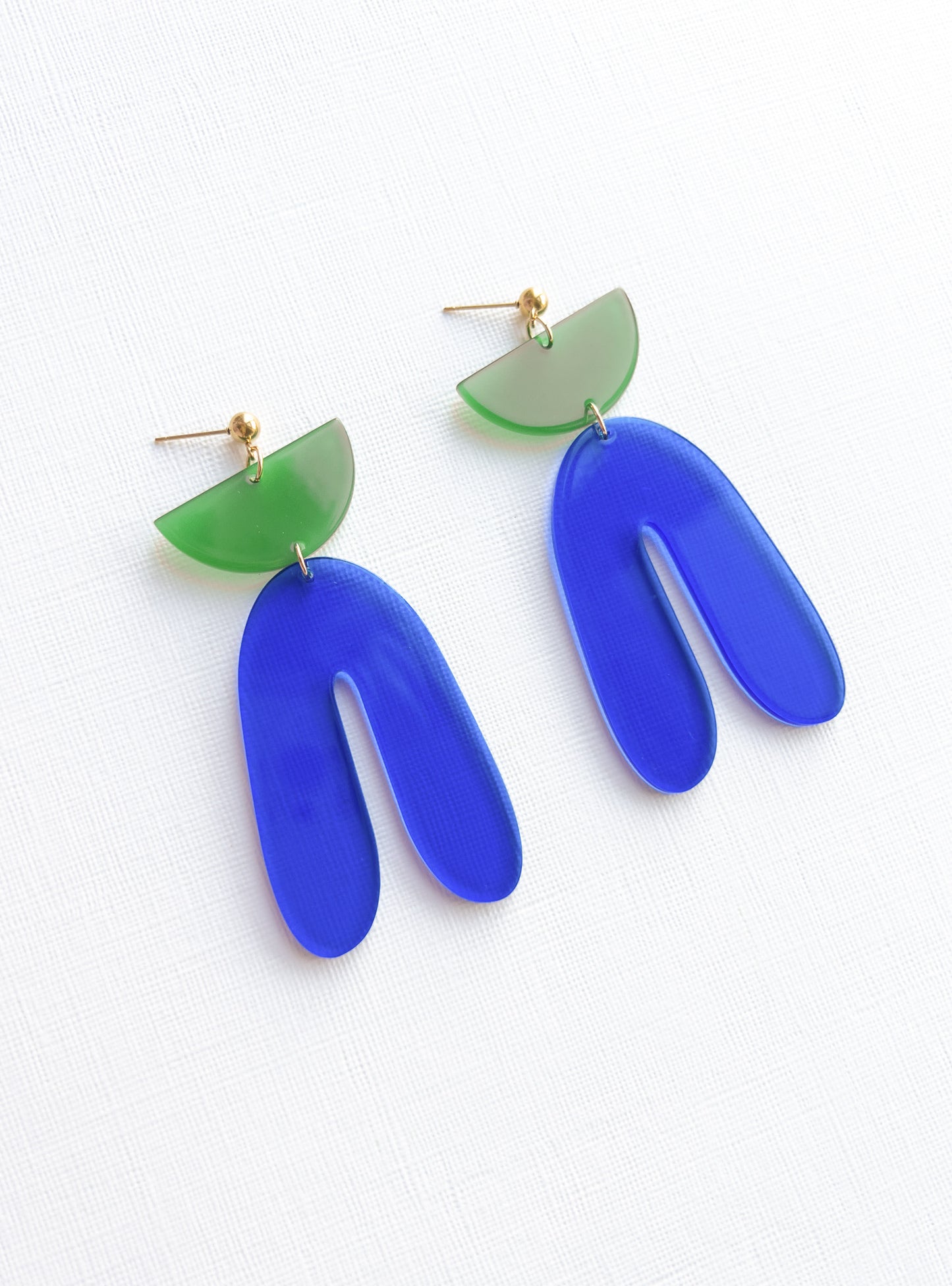 Statement Green and Blue Dangle Earrings I | Acrylic Earrings