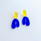 Chubby Yellow and Blue Dangle Earrings | Acrylic Earrings