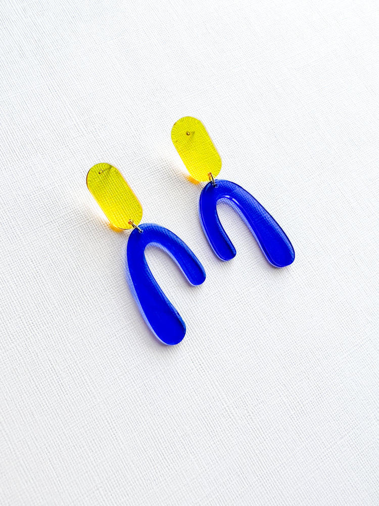 Blue Abstract Arch Earrings | Acrylic Earrings