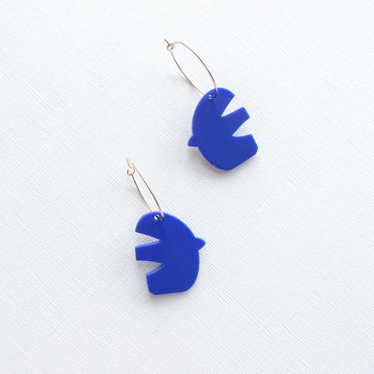 Blue Bird Hoop Earrings | Acrylic Earrings