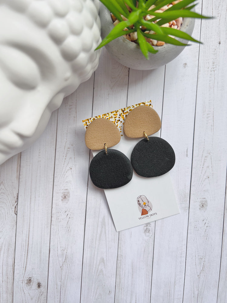 The June in Black and Latte | Polymer Clay Earrings