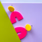Hot Pink Arch Dangle Earrings | Acrylic Earrings