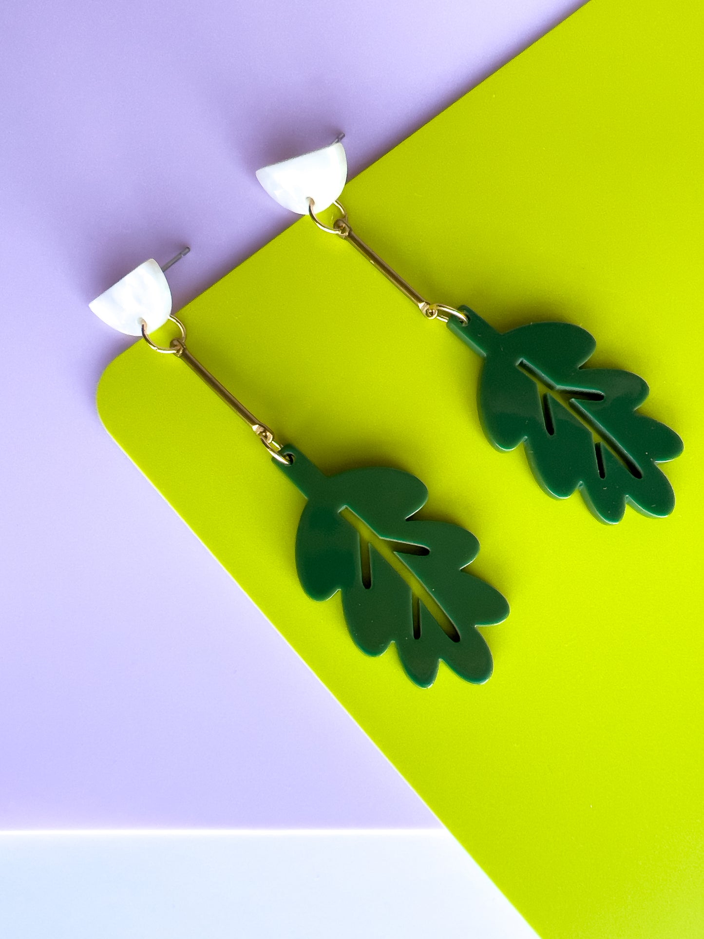 Hanging in There Leaf Dangle Earrings | Acrylic Earrings