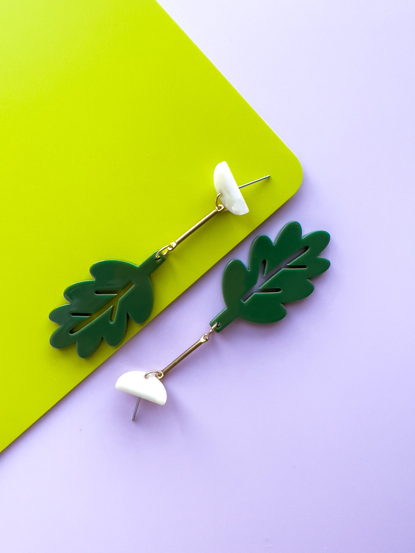 Hanging in There Leaf Dangle Earrings | Acrylic Earrings