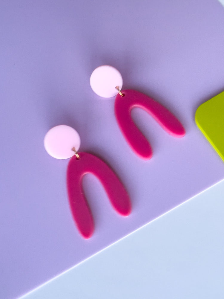 Pink Abstract Arch Dangle Earrings | Acrylic Earrings