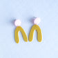 Yellow and Pink Abstract Arch Dangle Earrings | Acrylic Earrings