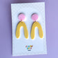 Yellow and Pink Abstract Arch Dangle Earrings | Acrylic Earrings
