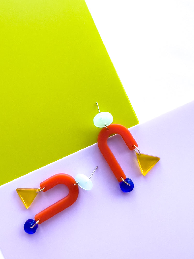 Let's Party Orange Dangle Earrings | Acrylic Earrings