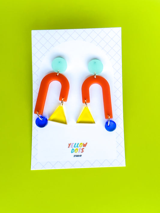 Let's Party Orange Dangle Earrings | Acrylic Earrings