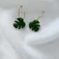 Mini monstera leaf hoop earrings
