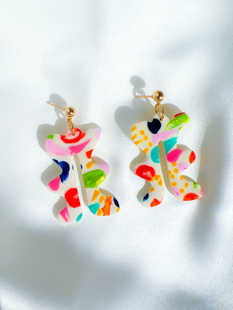 Hand Painted Dangle Earrings | Polymer Clays Earrings
