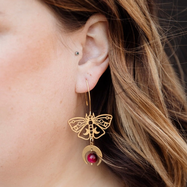 Brass Moth Earrrings