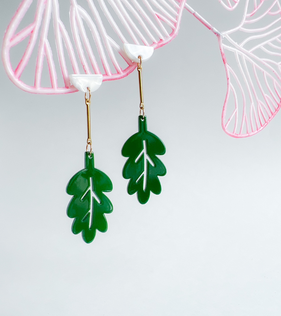 Hanging in There Leaf Dangle Earrings | Acrylic Earrings