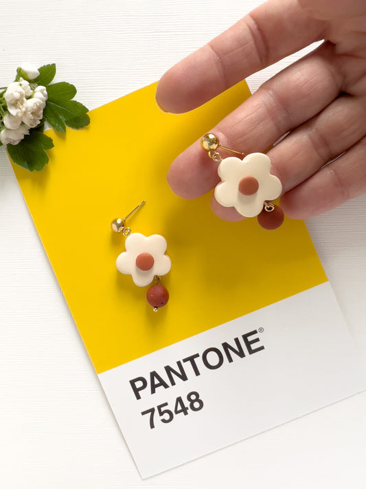 Yellow Dots Dixie Flower Earrings | Polymer Clay Earrings