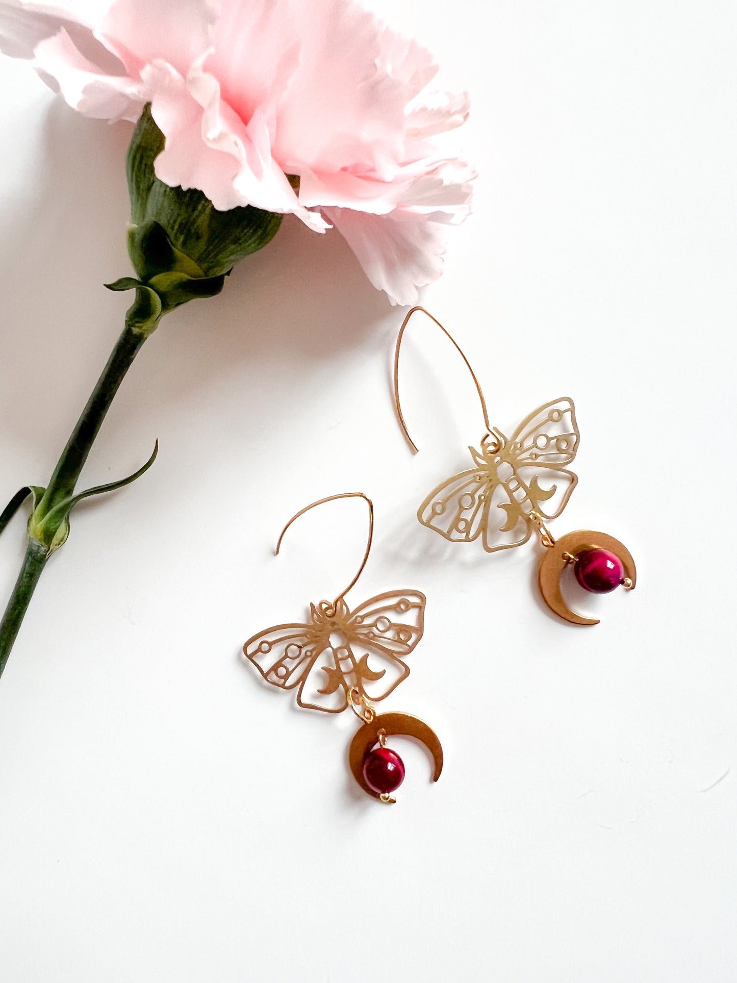 Brass Moth Earrrings