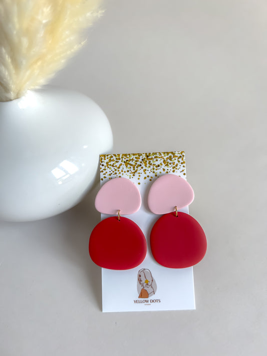 The June in Pink and Red | Polymer Clay Earrings