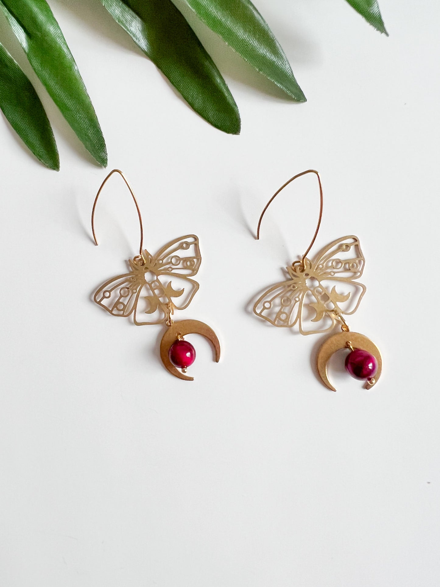 Brass Moth Earrrings