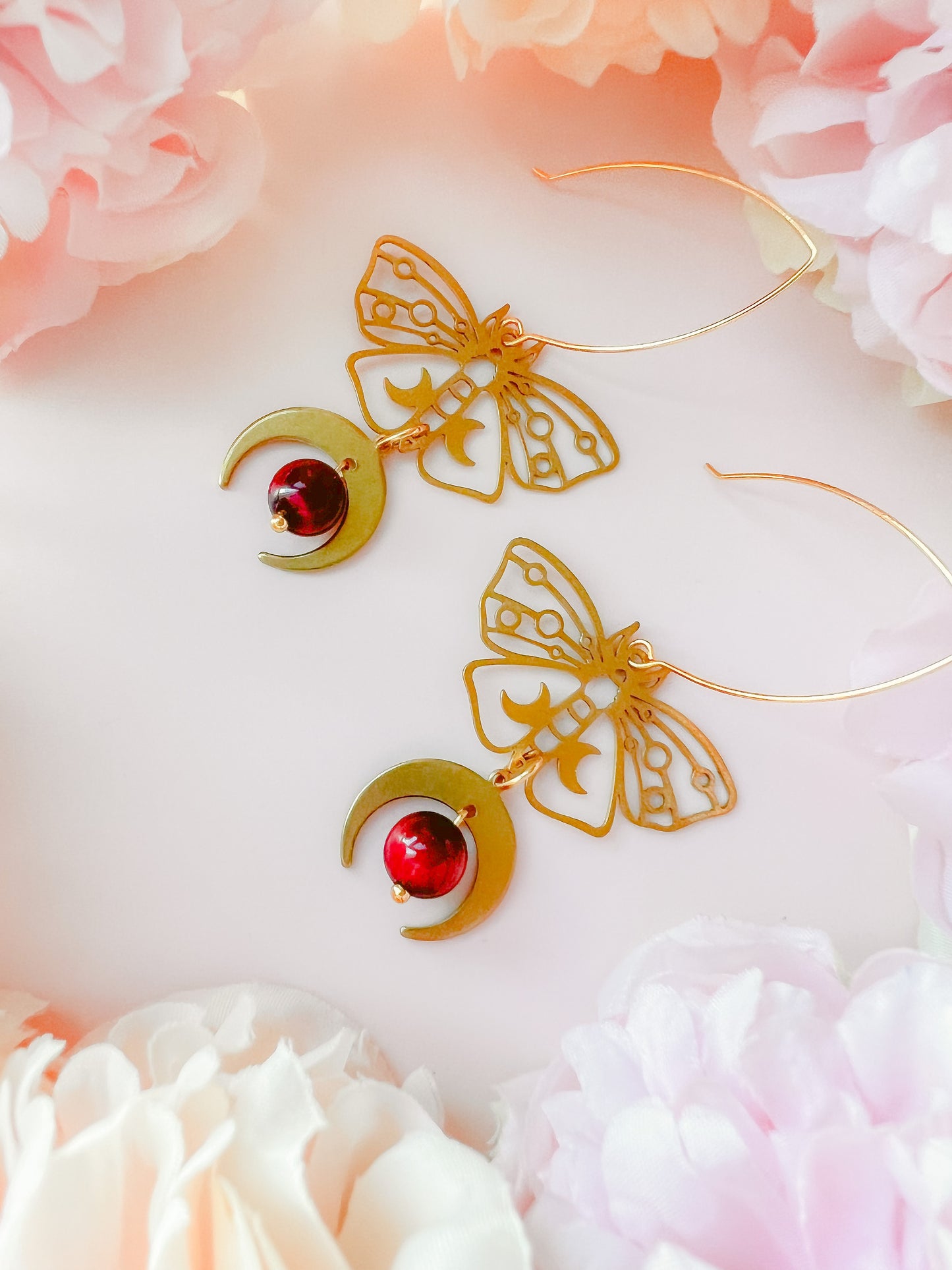 Brass Moth Earrrings